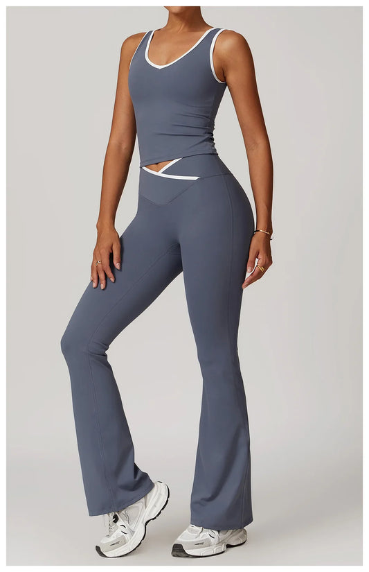 Yoga Set 2 Pieces Workout Outfits Fitness Sportswear Gym Tracksuit High Waist Leggings Sports Bra Athletic Wear Women Clothes