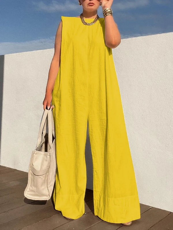 Sleeveless Wide Leg Fitness Jumpsuit