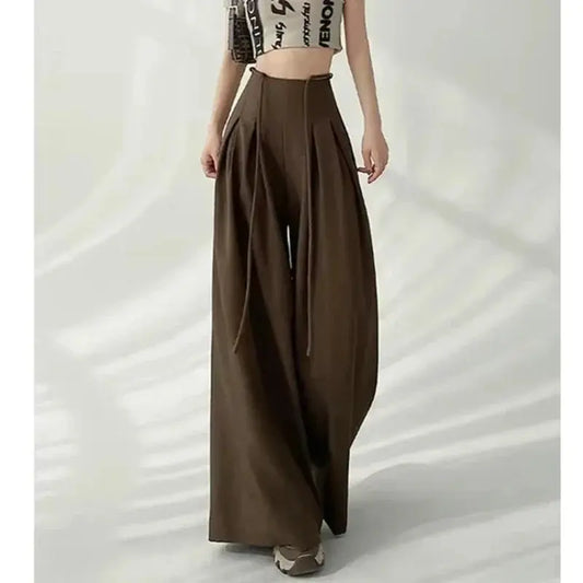 Lace-Up High-Waist Wide-Leg Trousers