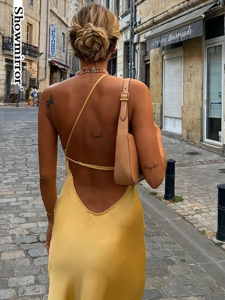 Satin Backless Maxi Dress