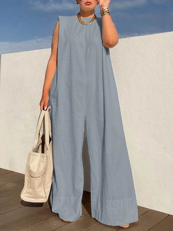 Sleeveless Wide Leg Fitness Jumpsuit