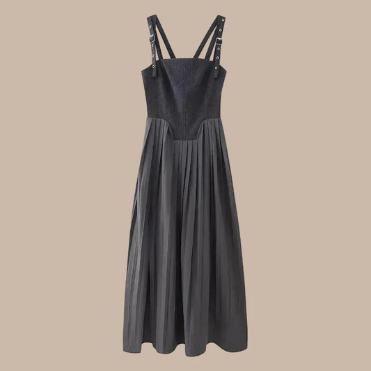 Pleated Sleeveless Corset Dress