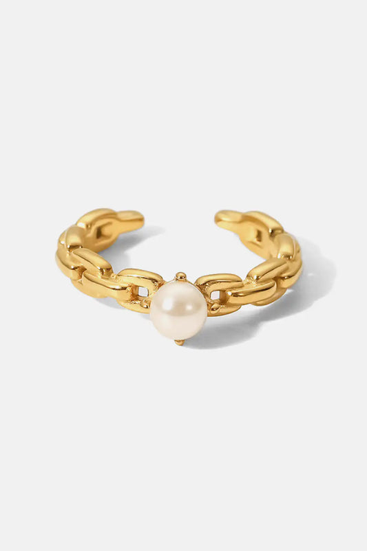 Pearl Stainless Steel Open Ring